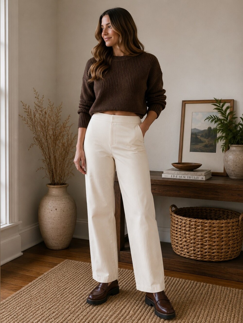 J.Crew Kate Straight Leg Chino Pants Size 12 Ivory Capsule Wardrobe